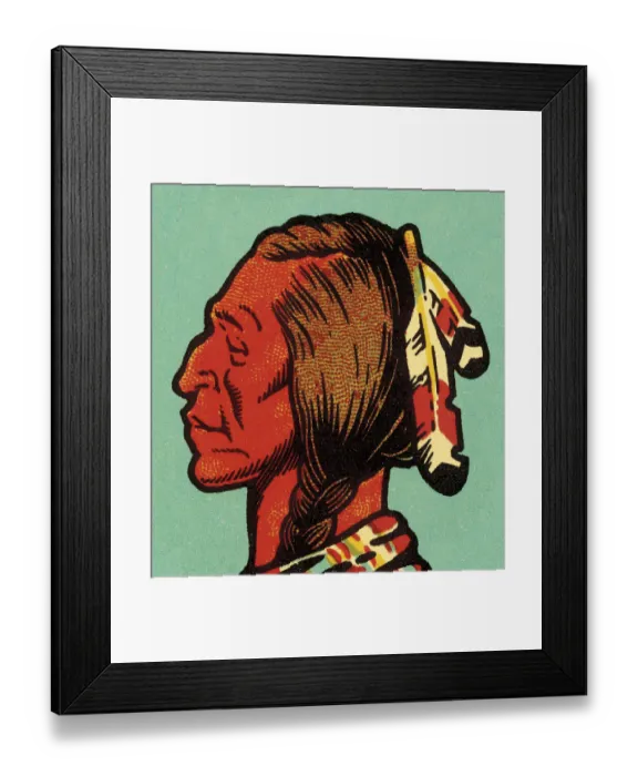 Framed Print : American Indian Man Profile Framed Print : American Indian Man Profile