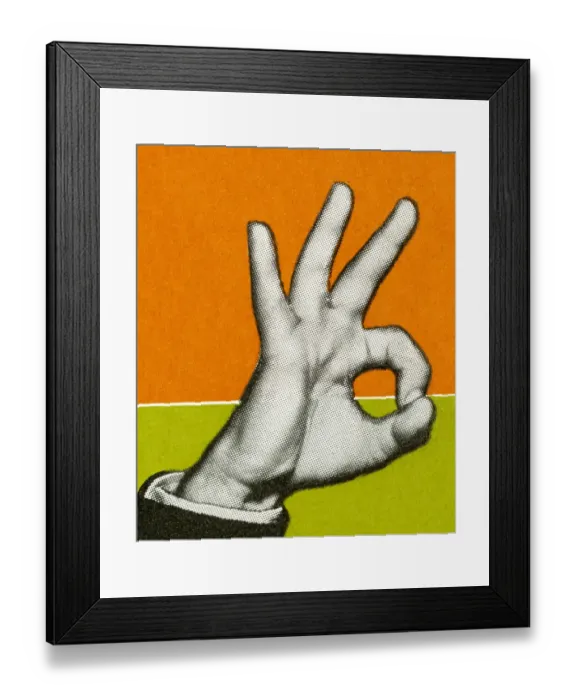 Framed Print : Hand Giving the ok Symbol Framed Print : Hand Giving the ok Symbol
