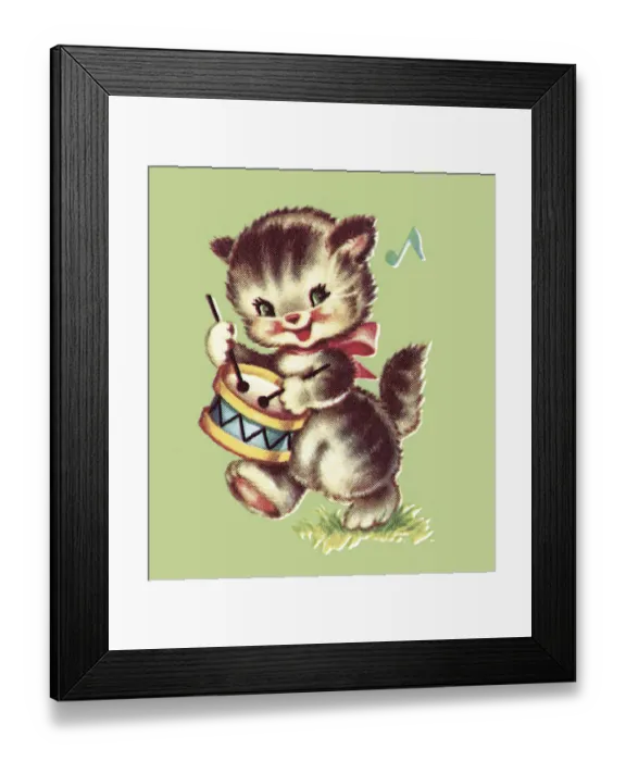 Framed Print : Kitten Playing Drum Framed Print : Kitten Playing Drum