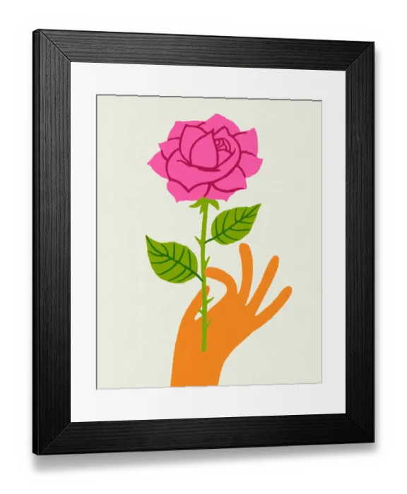 Framed Print : Hand Holding a Pink Rose Framed Print : Hand Holding a Pink Rose