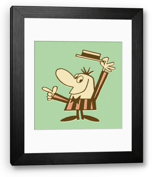 Framed Print : Man in Hat Pointing Framed Print : Man in Hat Pointing