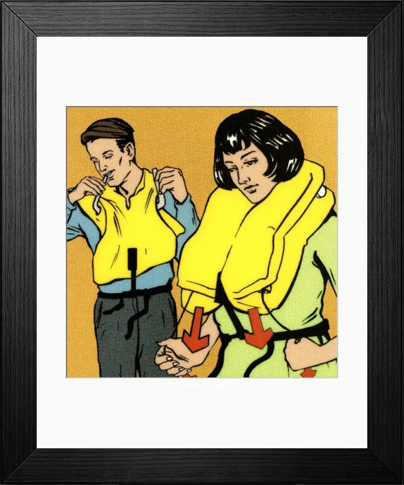 Framed Print : Couple Putting on Life Vest Framed Print : Couple Putting on Life Vest