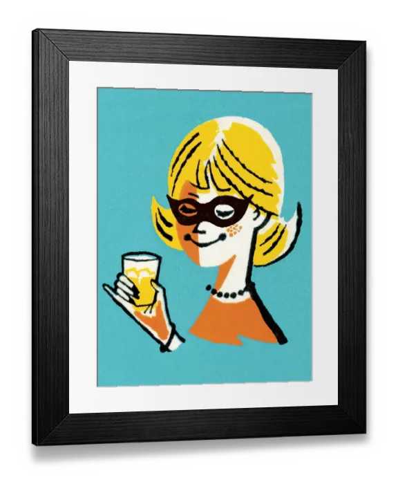 Framed Print : Woman Holding a Drink Framed Print : Woman Holding a Drink