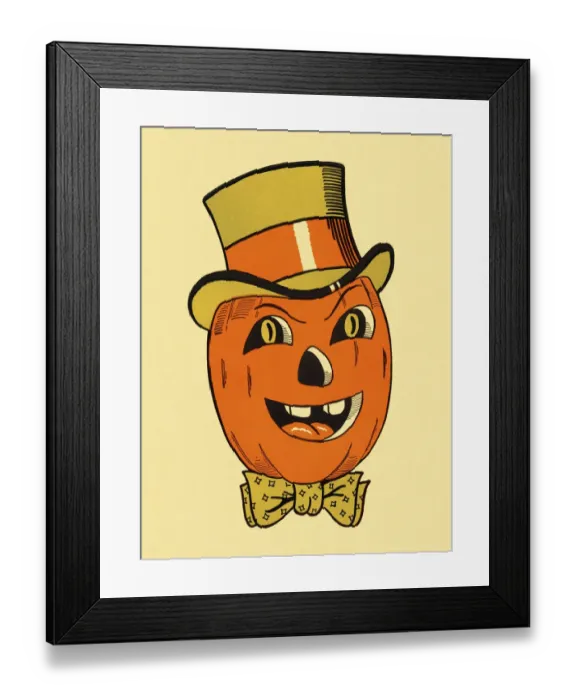 Framed Print : Jack-O-Lantern Wearing Hat