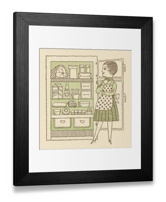 Framed Print : Woman Looking Inside Refrigerator Framed Print : Woman Looking Inside Refrigerator