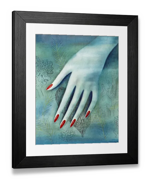 Framed Print : Blue Womans Hand Framed Print : Blue Womans Hand