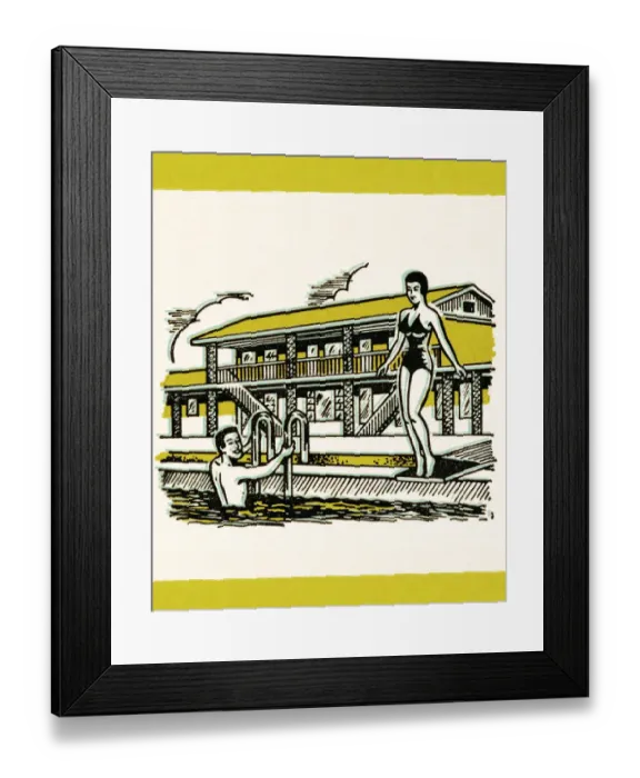 Framed Print : Couple at swimming pool Framed Print : Couple at swimming pool