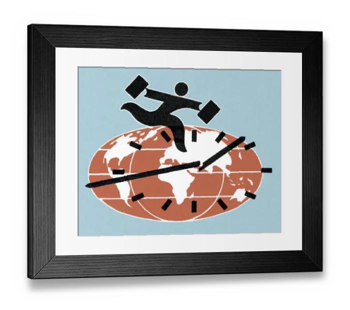Framed Print : Businessman Racing the Clock Framed Print : Businessman Racing the Clock