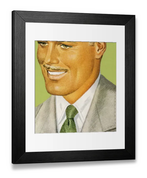 Framed Print : Smiling Mustache Man