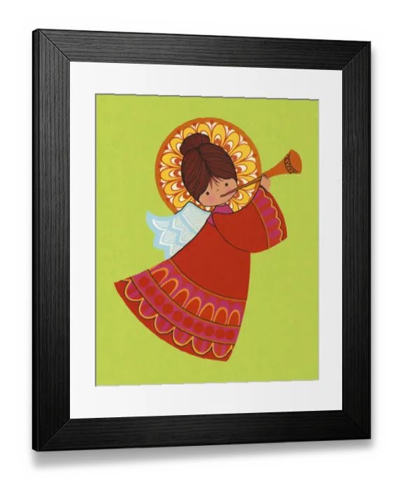 Framed Print : Angel Playing a Horn Framed Print : Angel Playing a Horn