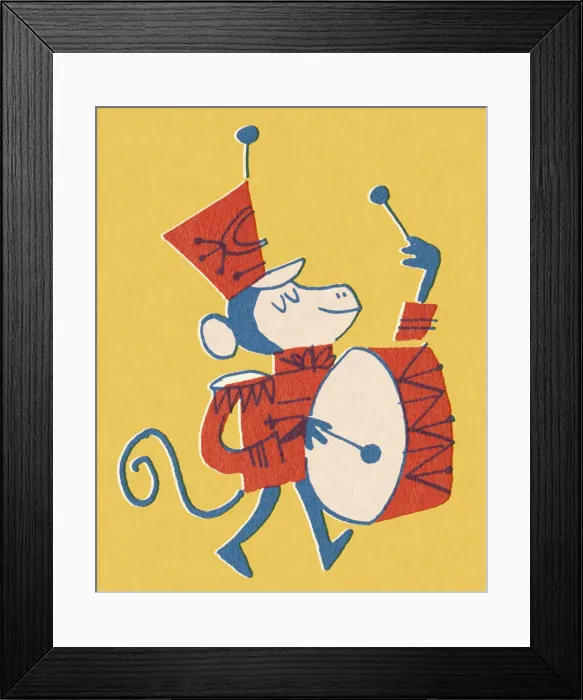 Framed Print : Monkey Playing Base Drum Framed Print : Monkey Playing Base Drum