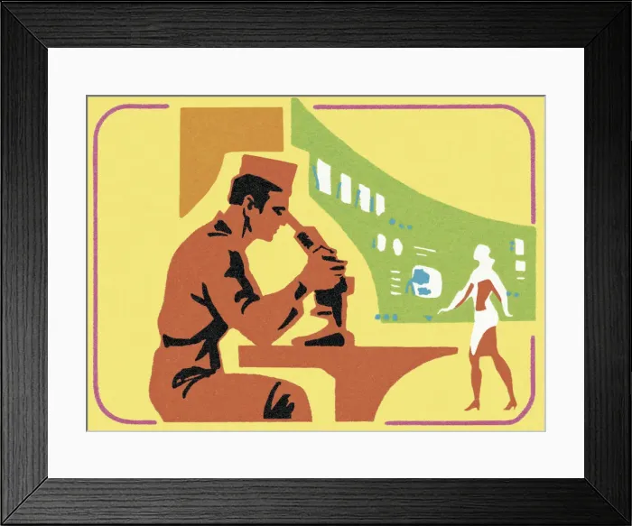 Framed Print : Person Looking in a Microscope Framed Print : Person Looking in a Microscope