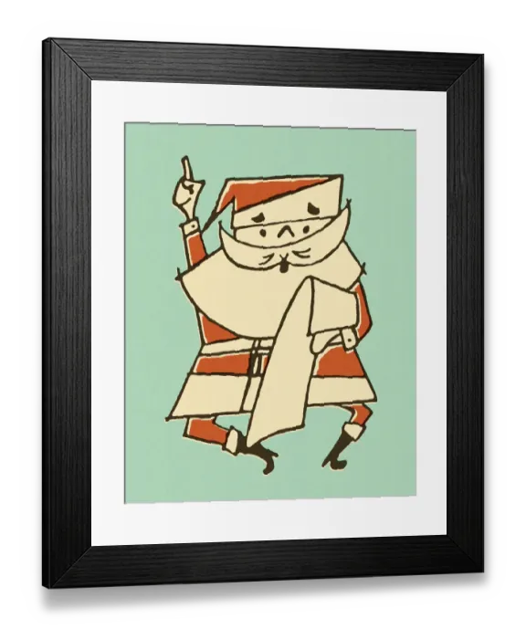 Framed Print : Santa Holding Large List Framed Print : Santa Holding Large List