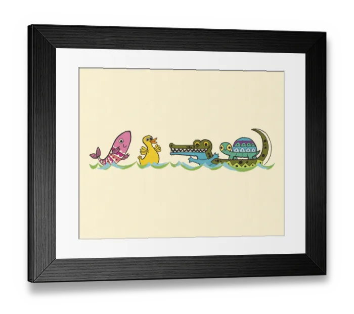Framed Print : Four Floating Animals Framed Print : Four Floating Animals