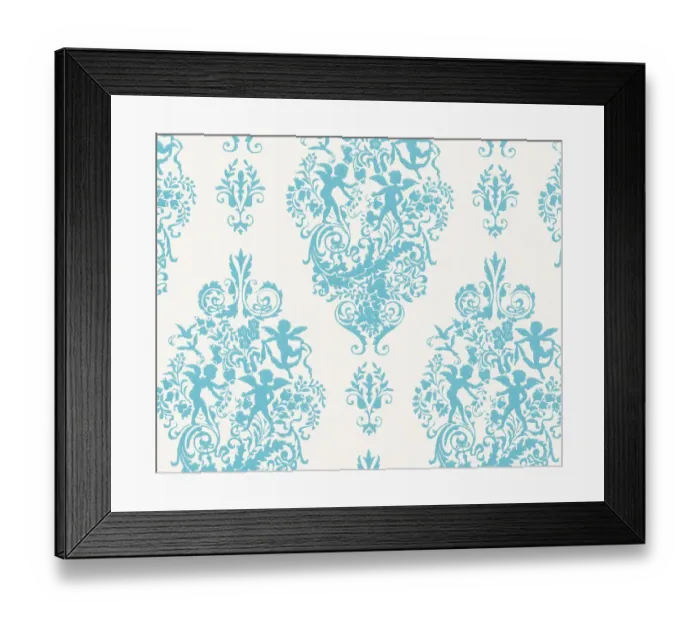 Framed Print : Blue Cupid Pattern Framed Print : Blue Cupid Pattern