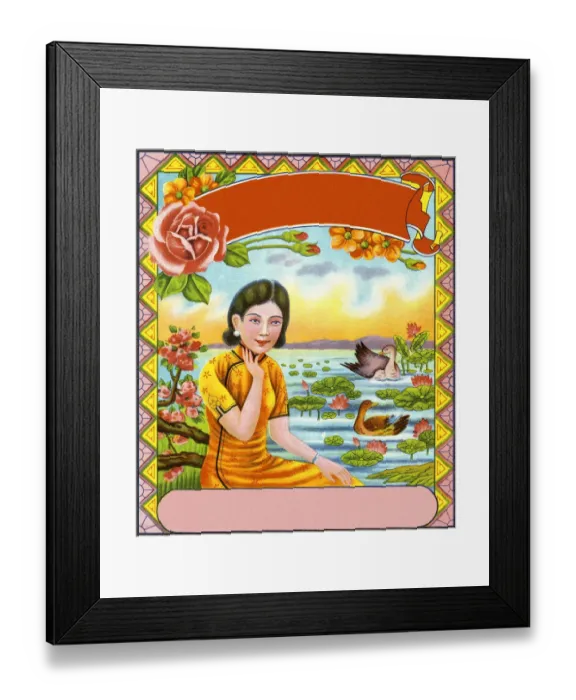 Framed Print : Asian Woman by a Pond Framed Print : Asian Woman by a Pond
