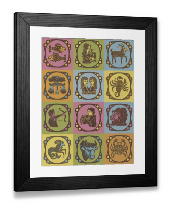 Framed Print : Twelve Zodiac Symbols Framed Print : Twelve Zodiac Symbols