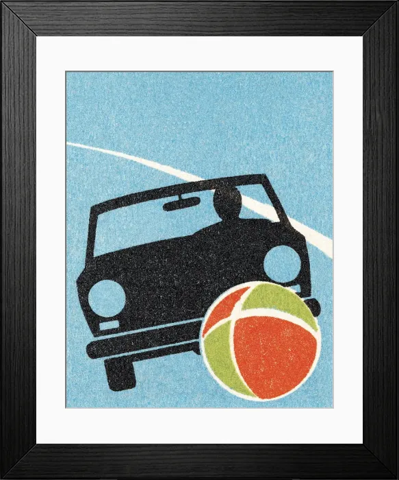 Framed Print : Childs ball goes under car Framed Print : Childs ball goes under car