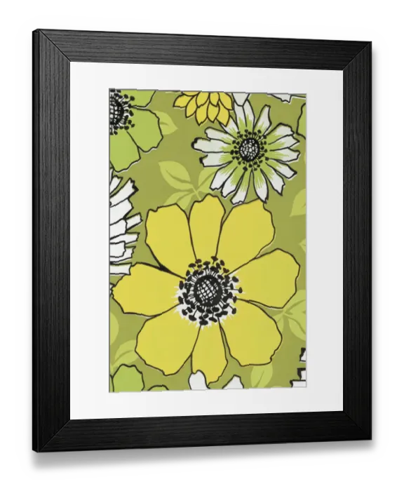 Framed Print : Green Flower Pattern Framed Print : Green Flower Pattern