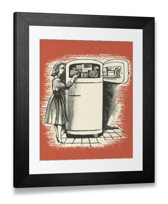 Framed Print : Woman Looking In Freezer Framed Print : Woman Looking In Freezer