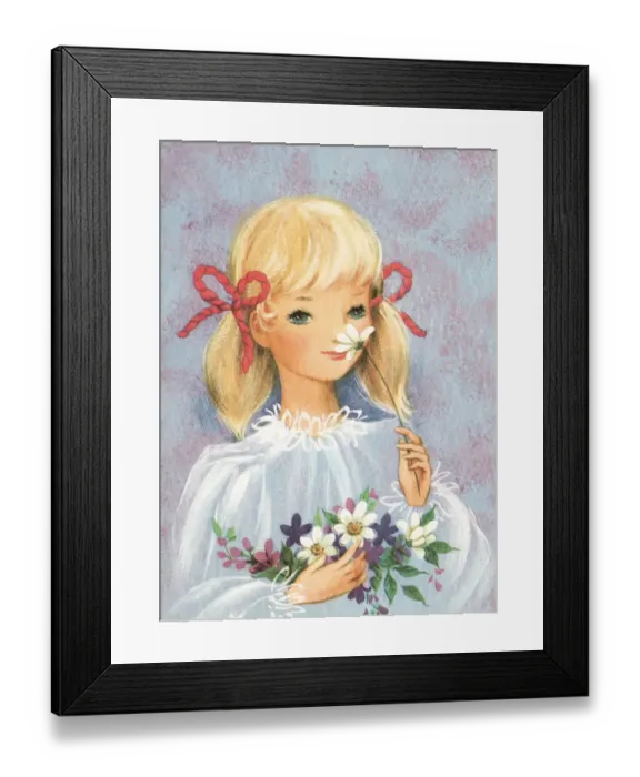 Framed Print : Girl with flowers Framed Print : Girl with flowers