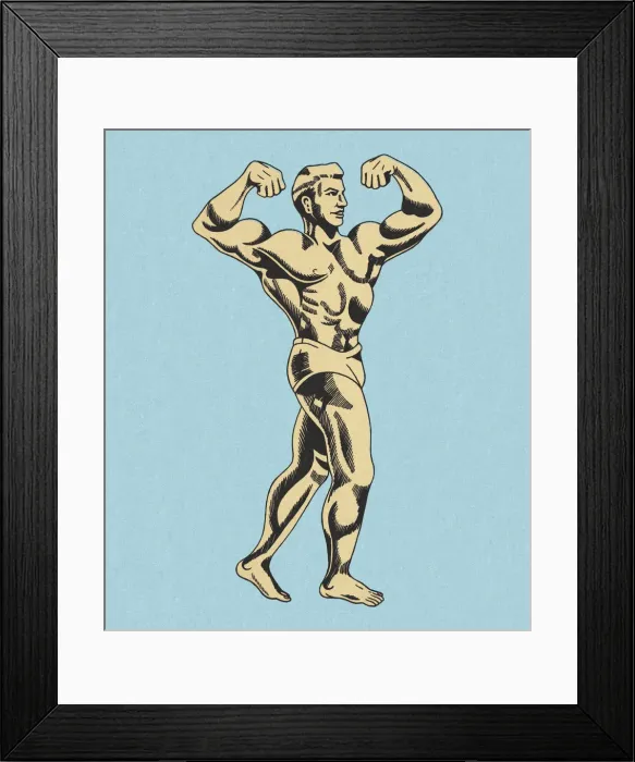 Framed Print : Muscle Man Flexing Framed Print : Muscle Man Flexing