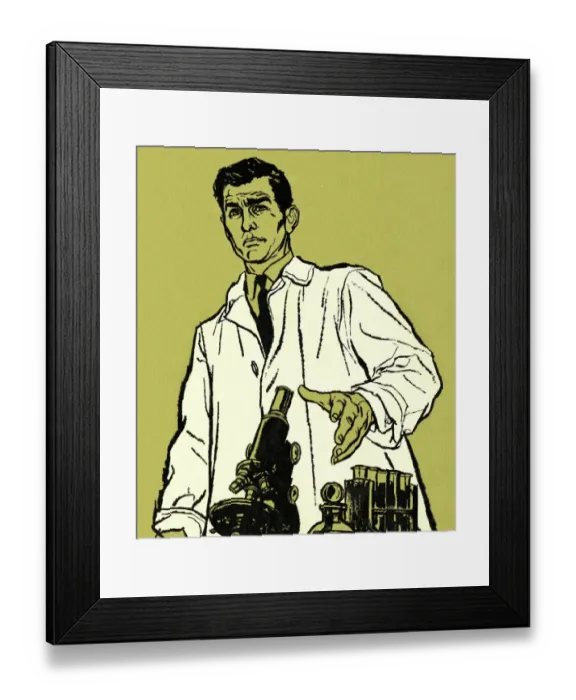 Framed Print : Scientist With Microscope Framed Print : Scientist With Microscope