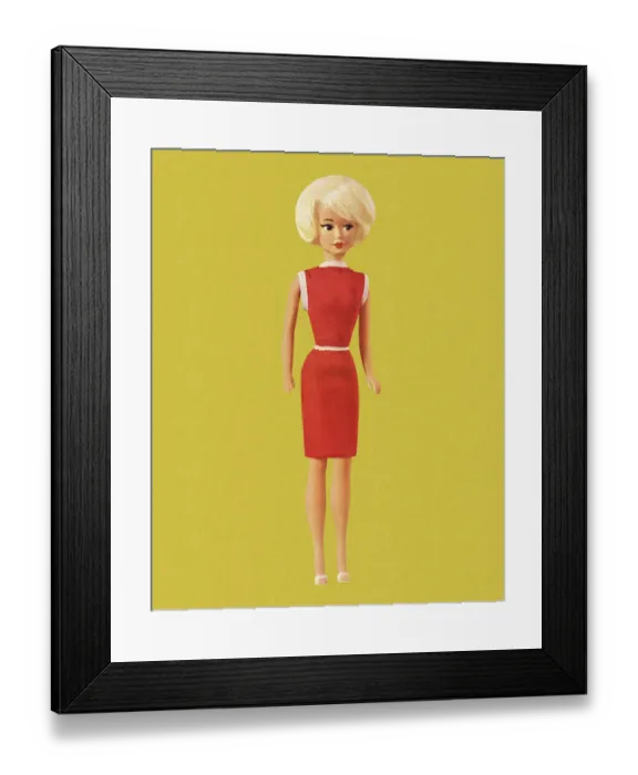 Framed Print : Blonde Fashion Doll Wearing Red Dress Framed Print : Blonde Fashion Doll Wearing Red Dress