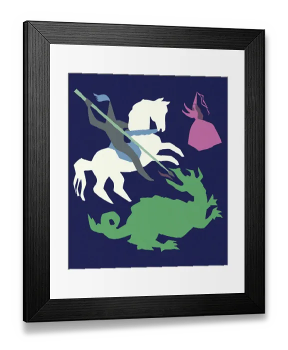 Framed Print : Knight on Horseback Slaying a Dragon Framed Print : Knight on Horseback Slaying a Dragon