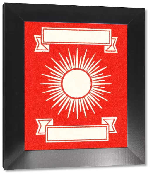 Sunburst and Banners on Red Background