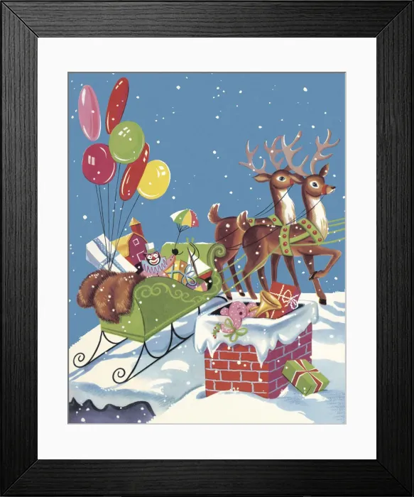 Framed Print : Santas Sleigh on Roof Framed Print : Santas Sleigh on Roof