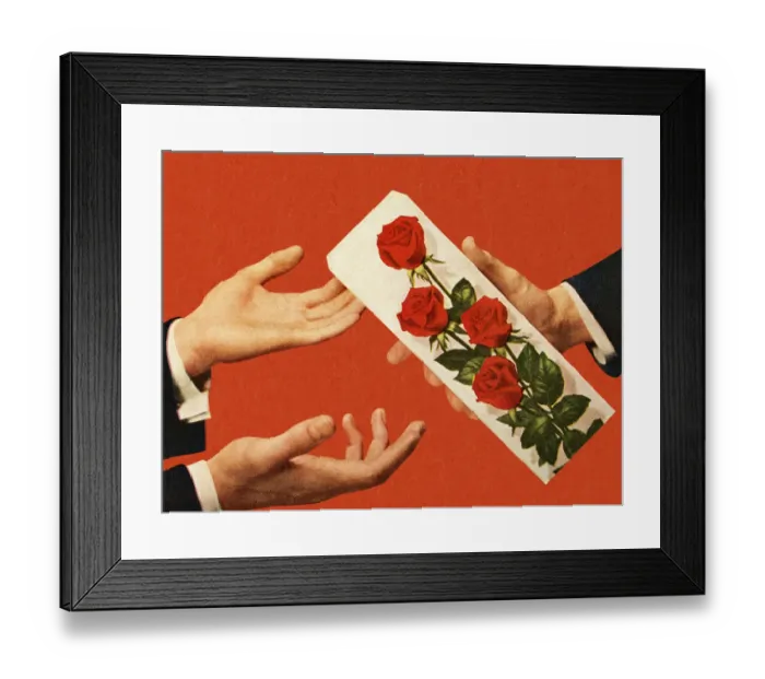 Framed Print : Man Handing Man Box of Roses