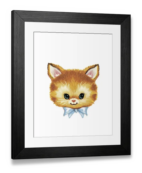 Framed Print : Kitten Wearing Blue Bow Framed Print : Kitten Wearing Blue Bow