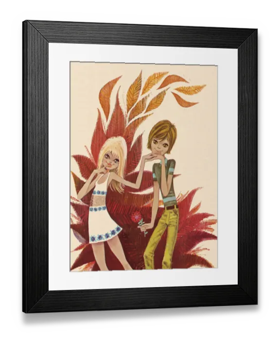 Framed Print : Groovy Couple With Cat Eyes Framed Print : Groovy Couple With Cat Eyes