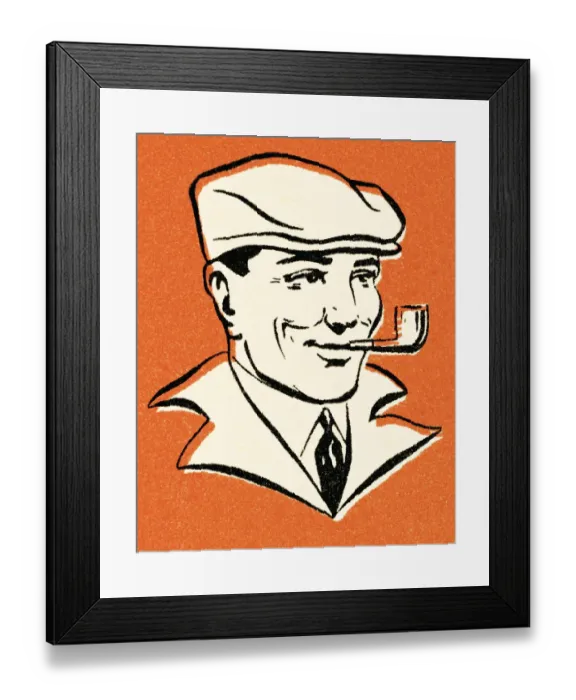 Framed Print : Man with pipe and driving cap Framed Print : Man with pipe and driving cap