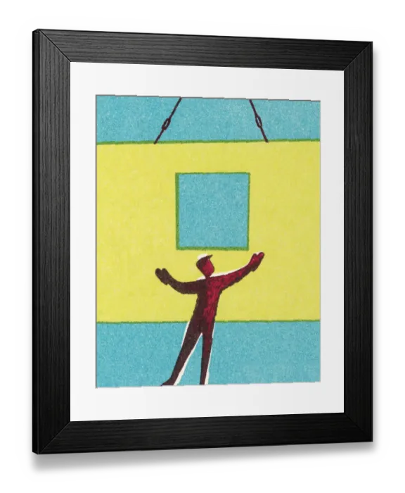 Framed Print : Man presenting Framed Print : Man presenting
