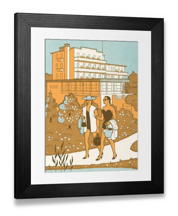 Framed Print : Two Woman at a Vacation Resort Framed Print : Two Woman at a Vacation Resort