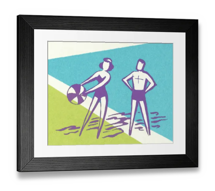 Framed Print : Couple With Beach Ball Framed Print : Couple With Beach Ball