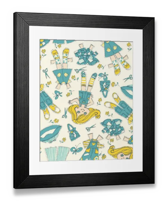 Framed Print : Paper Doll Pattern Framed Print : Paper Doll Pattern