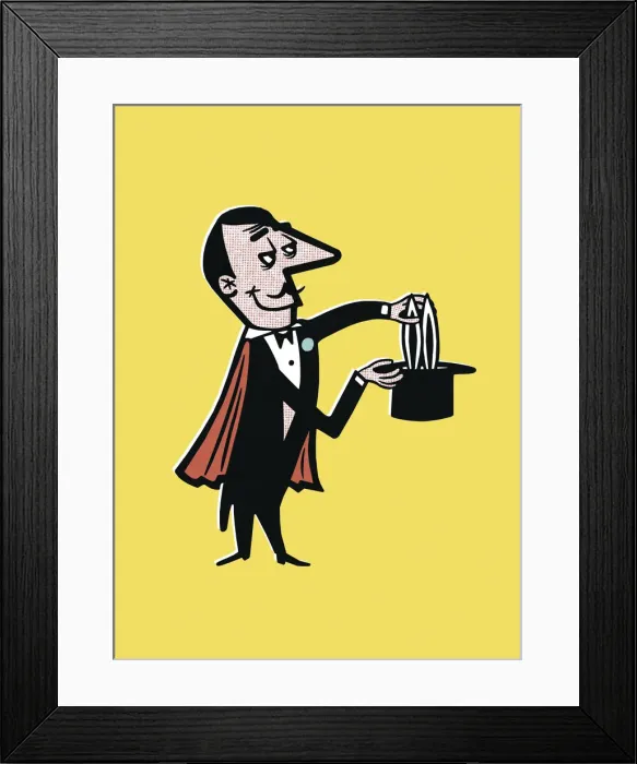 Framed Print : Magician Pulling Rabbit out of Hat Framed Print : Magician Pulling Rabbit out of Hat