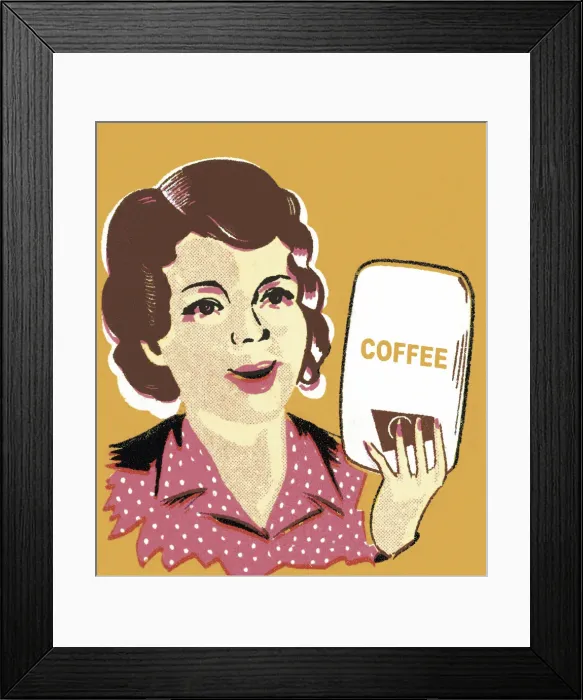 Framed Print : Woman Holding Bag of Coffee Framed Print : Woman Holding Bag of Coffee