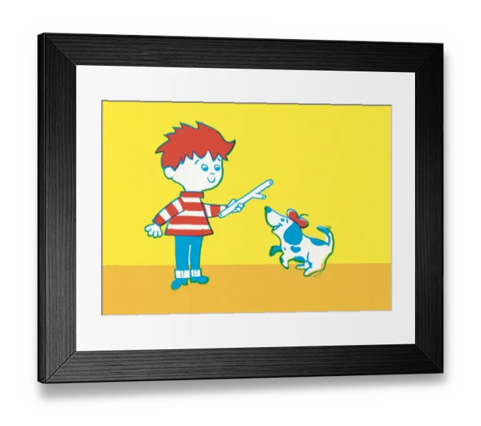 Framed Print : Boy and dog