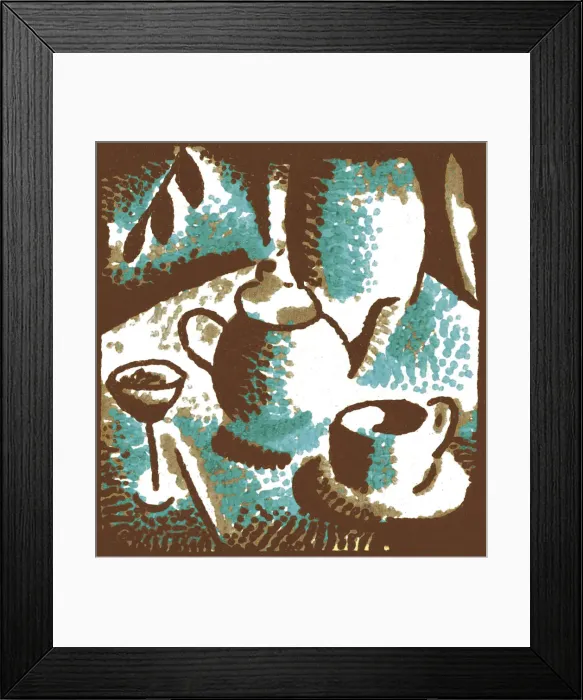 Framed Print : Table with Coffee Cup and Coffee Pot Framed Print : Table with Coffee Cup and Coffee Pot