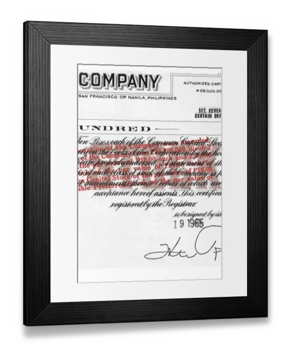 Framed Print : Stock Certificate Framed Print : Stock Certificate