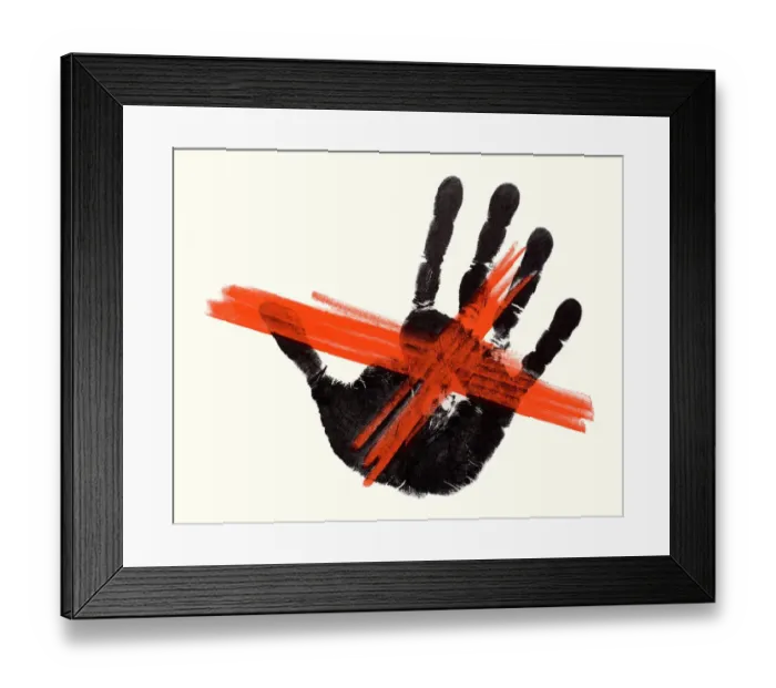Framed Print : Crossed Out Handprint Framed Print : Crossed Out Handprint