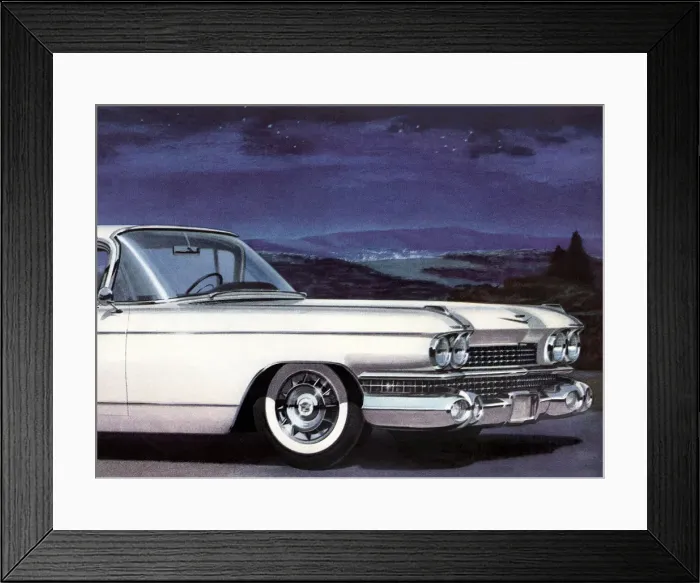 Framed Print : White Vintage Car at Night Framed Print : White Vintage Car at Night