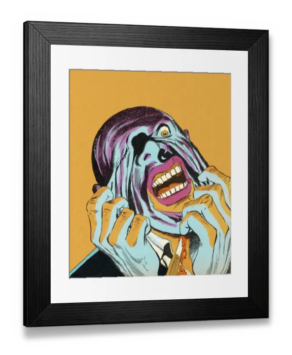 Framed Print : Man Pulling His Face Off Framed Print : Man Pulling His Face Off