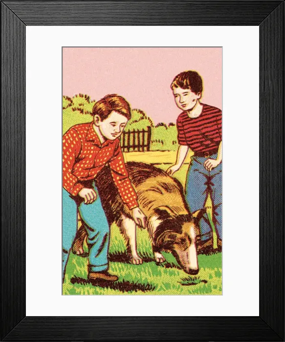 Framed Print : Boys with dog Framed Print : Boys with dog