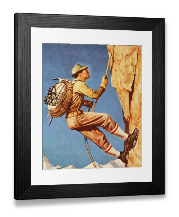 Framed Print : Man Climbing Mountain Framed Print : Man Climbing Mountain