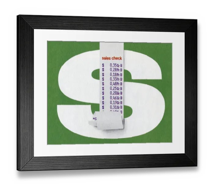 Framed Print : Sales Receipt Dollar Sign Framed Print : Sales Receipt Dollar Sign